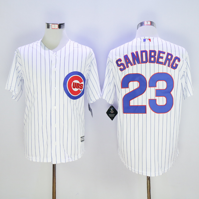 Men Chicago Cubs #23 Sandberg WhiteThrowback Game MLB Jerseys